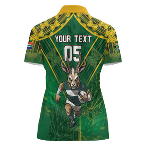 Custom South Africa Rugby 2024 Women Polo Shirt Go Bokke African Pattern