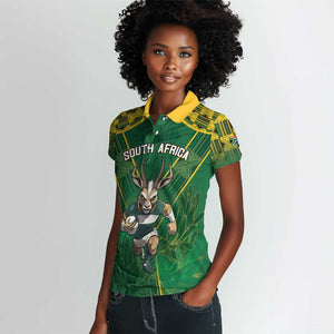 Custom South Africa Rugby 2024 Women Polo Shirt Go Bokke African Pattern