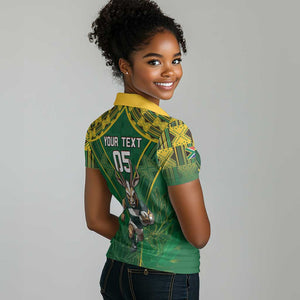 Custom South Africa Rugby 2024 Women Polo Shirt Go Bokke African Pattern