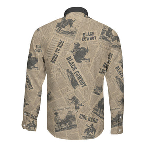 Black Cowboy Long Sleeve Button Shirt Western Rodeo Melanin Black History