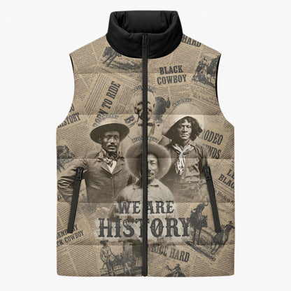 Black Cowboy Sleeveless Puffer Jacket Western Rodeo Melanin Black History