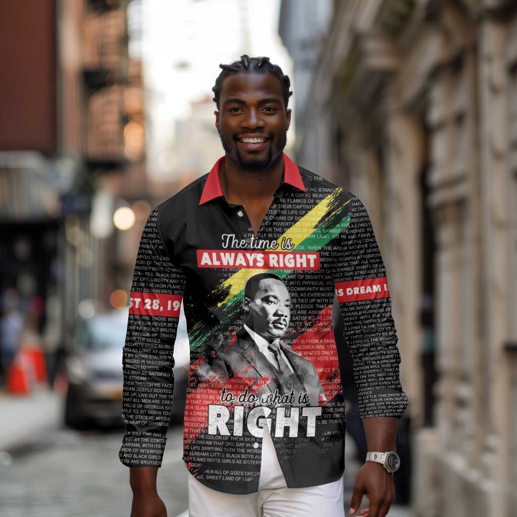 MLK Honoring The Legacy Long Sleeve Button Shirt Black Version