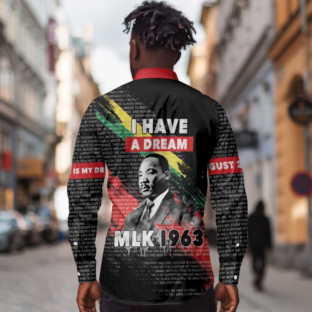 MLK Honoring The Legacy Long Sleeve Button Shirt Black Version
