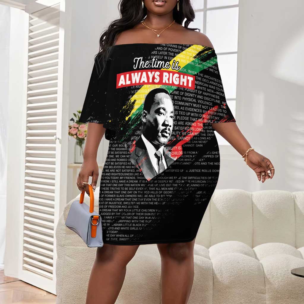 MLK Honoring The Legacy Off Shoulder Short Dress Black Version