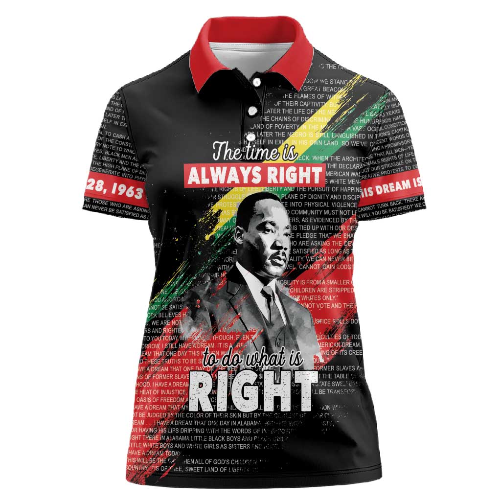 MLK Honoring The Legacy Women Polo Shirt Black Version