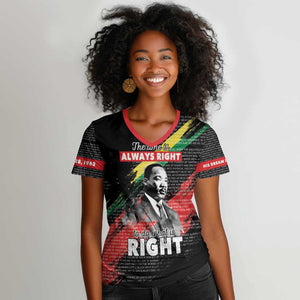 MLK Honoring The Legacy Women V-Neck T-Shirt Black Version