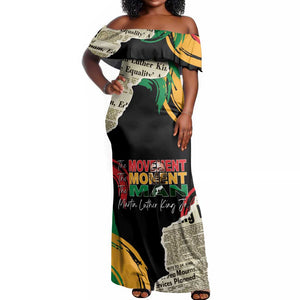 Remembering The Legacy Of MLK Off Shoulder Maxi Dress