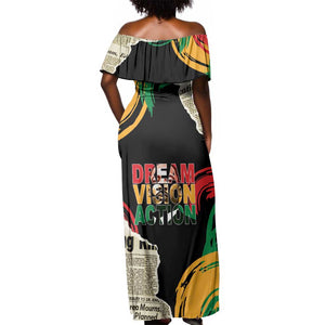 Remembering The Legacy Of MLK Off Shoulder Maxi Dress