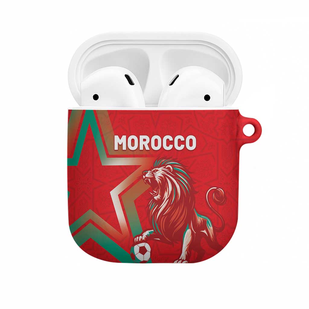 Morocco WC Football 2026 AirPods Case Go Champions Lion Spirit - African Pride