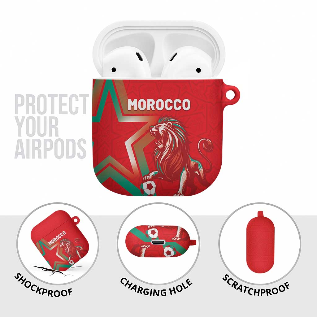 Morocco WC Football 2026 AirPods Case Go Champions Lion Spirit - African Pride