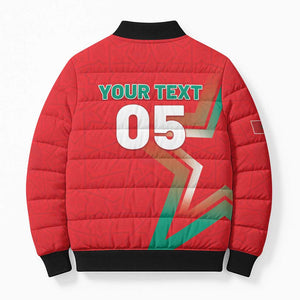 Custom Morocco WC Football 2026 Bomber Puffer Jacket Go Champions Lion Spirit - African Pride