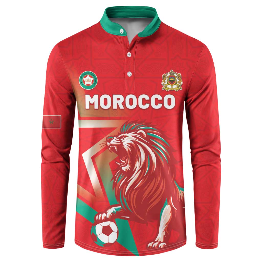 Custom Morocco WC Football 2026 Button Sweatshirt Go Champions Lion Spirit