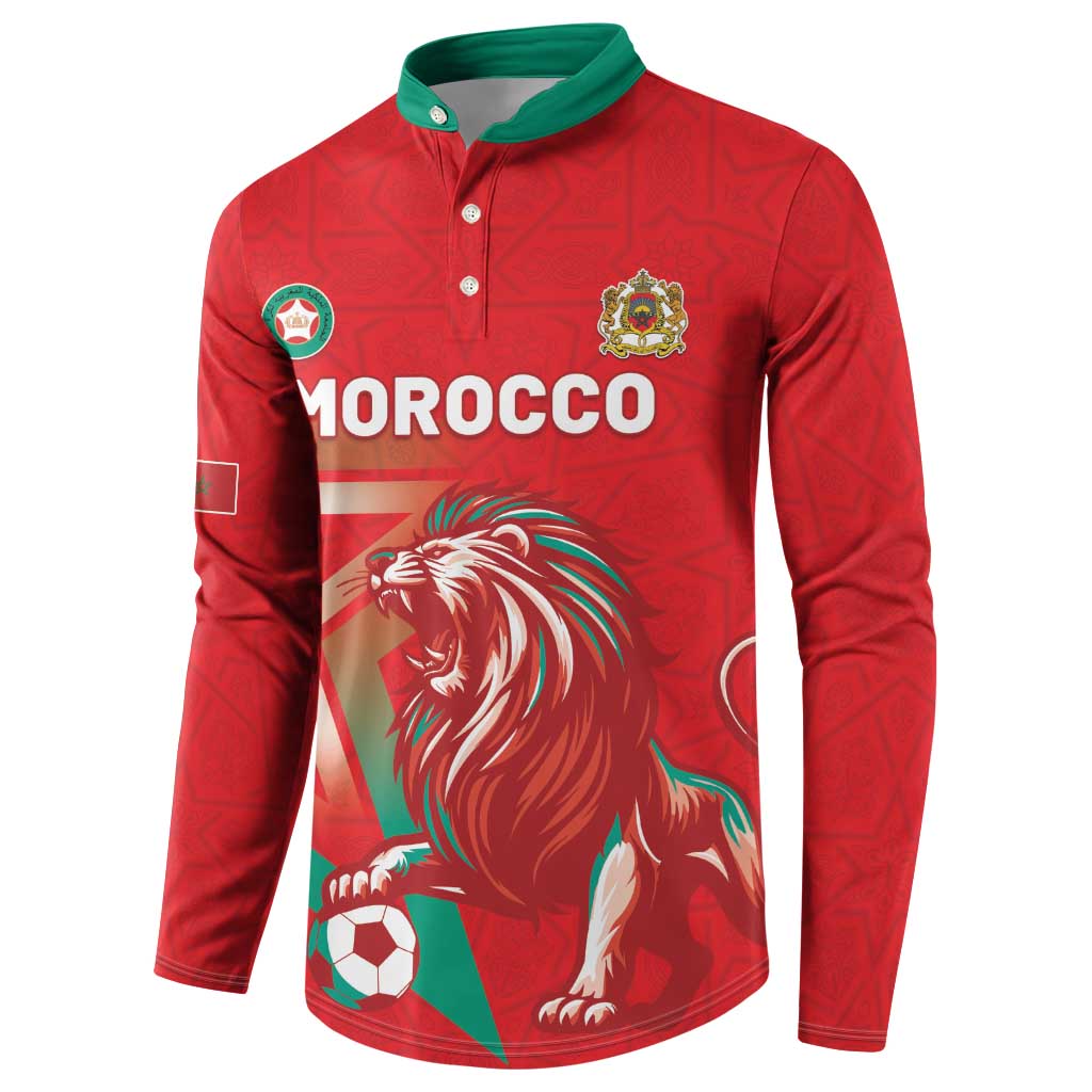 Custom Morocco WC Football 2026 Button Sweatshirt Go Champions Lion Spirit