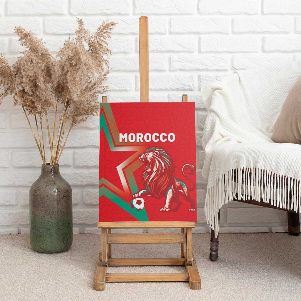 Morocco WC Football 2026 Canvas Wall Art Go Champions Lion Spirit - African Pride