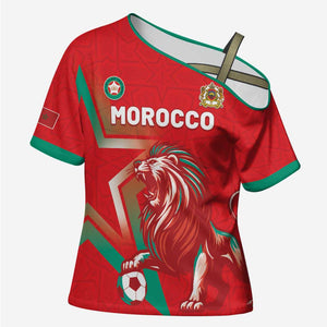 Custom Morocco WC Football 2026 Cross Shoulder Shirt Go Champions Lion Spirit - African Pride