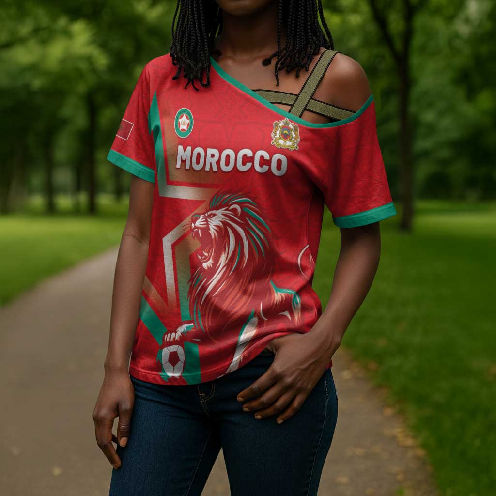 Custom Morocco WC Football 2026 Cross Shoulder Shirt Go Champions Lion Spirit - African Pride