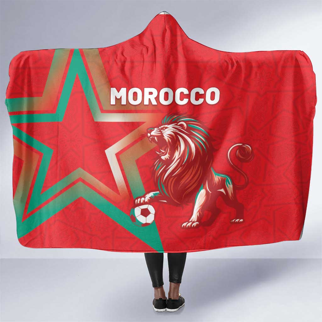 Morocco WC Football 2026 Hooded Blanket Go Champions Lion Spirit - African Pride