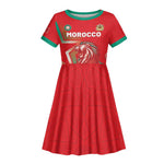 Custom Morocco WC Football 2026 Kid Short Sleeve Dress Go Champions Lion Spirit LT05