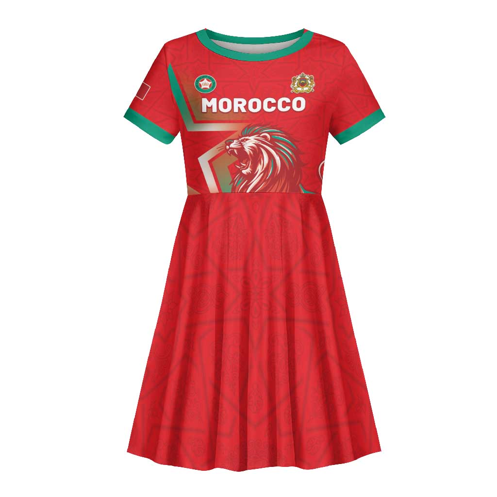 Custom Morocco WC Football 2026 Kid Short Sleeve Dress Go Champions Lion Spirit LT05