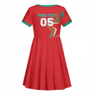 Custom Morocco WC Football 2026 Kid Short Sleeve Dress Go Champions Lion Spirit LT05