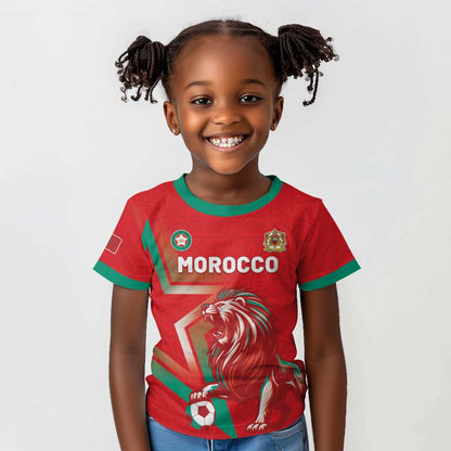 Custom Morocco WC Football 2026 Kid T shirt Go Champions Lion Spirit LT05