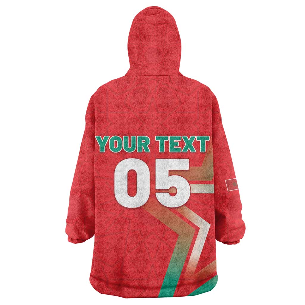 Custom Morocco WC Football 2026 Kid Wearable Blanket Hoodie Go Champions Lion Spirit - African Pride
