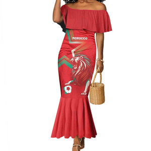 Custom Morocco WC Football 2026 Mermaid Dress Go Champions Lion Spirit LT05