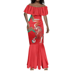 Custom Morocco WC Football 2026 Mermaid Dress Go Champions Lion Spirit LT05