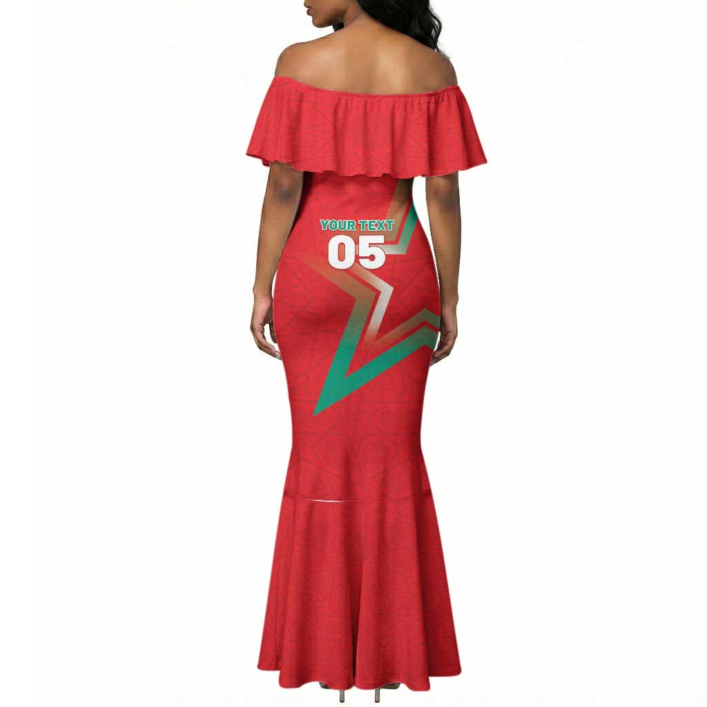 Custom Morocco WC Football 2026 Mermaid Dress Go Champions Lion Spirit LT05