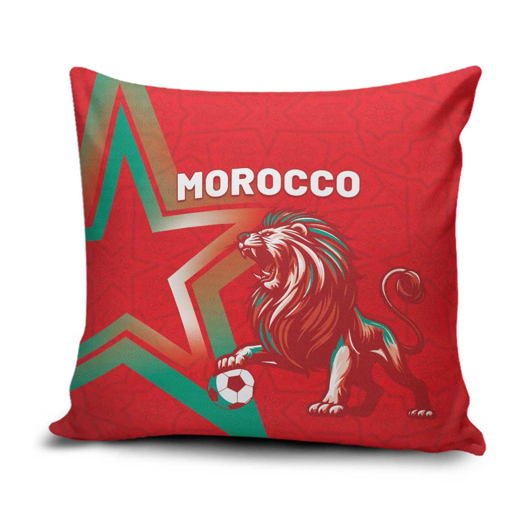 Morocco WC Football 2026 Pillow Cover Go Champions Lion Spirit - African Pride