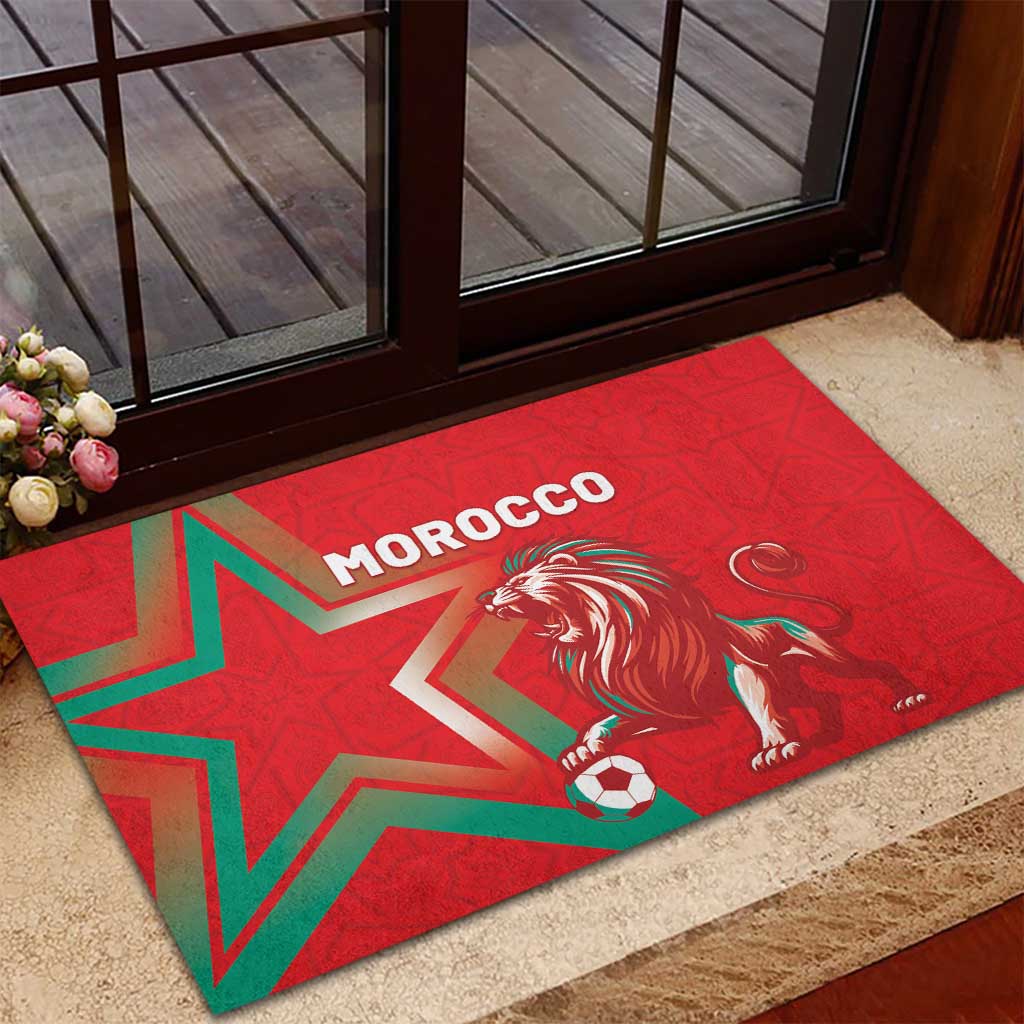 Morocco WC Football 2026 Rubber Doormat Go Champions Lion Spirit - African Pride