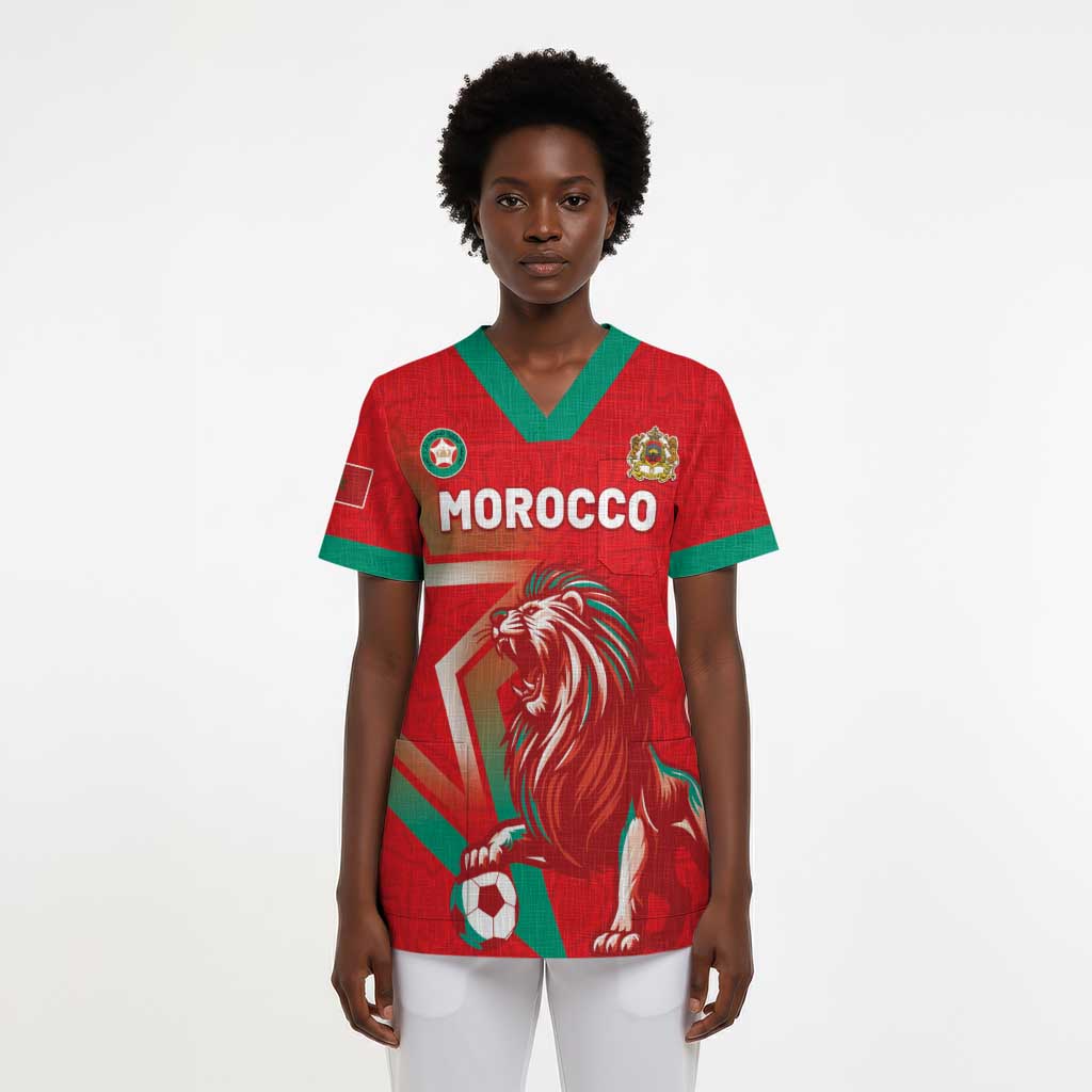 Custom Morocco WC Football 2026 Scrub Top Go Champions Lion Spirit - African Pride