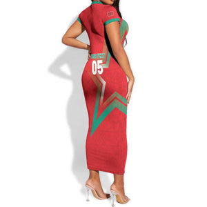 Custom Morocco WC Football 2026 Short Sleeve Bodycon Dress Go Champions Lion Spirit LT05