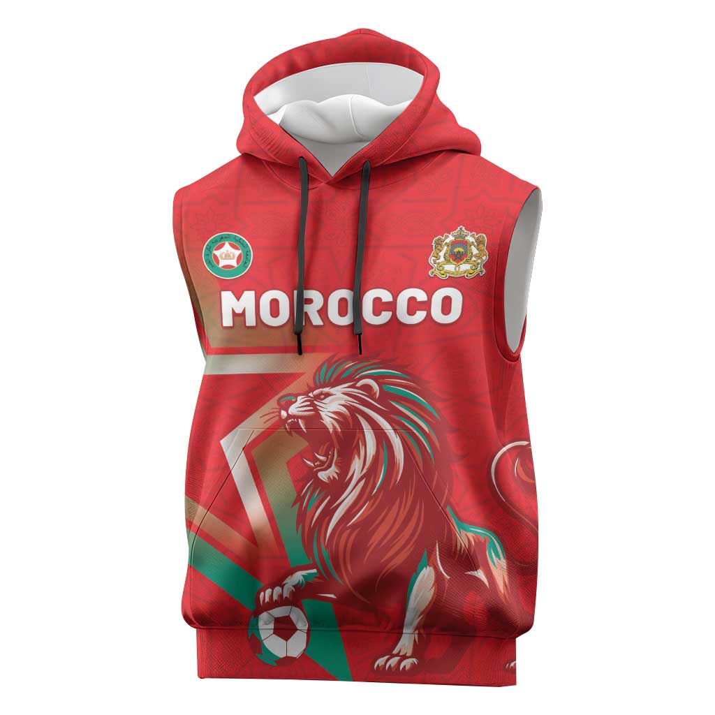 Custom Morocco WC Football 2026 Sleeveless Hoodie Go Champions Lion Spirit - African Pride