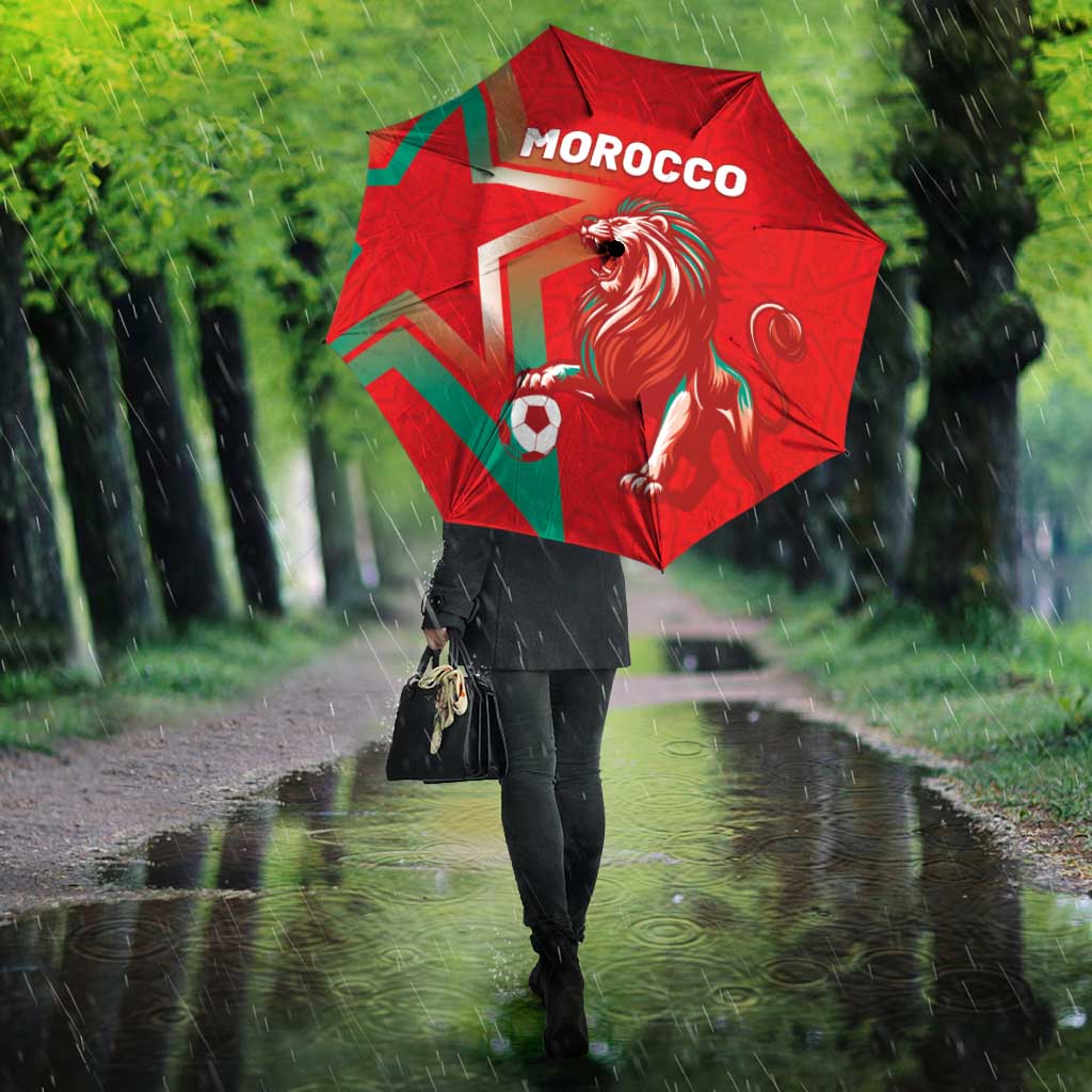 Morocco WC Football 2026 Umbrella Go Champions Lion Spirit - African Pride