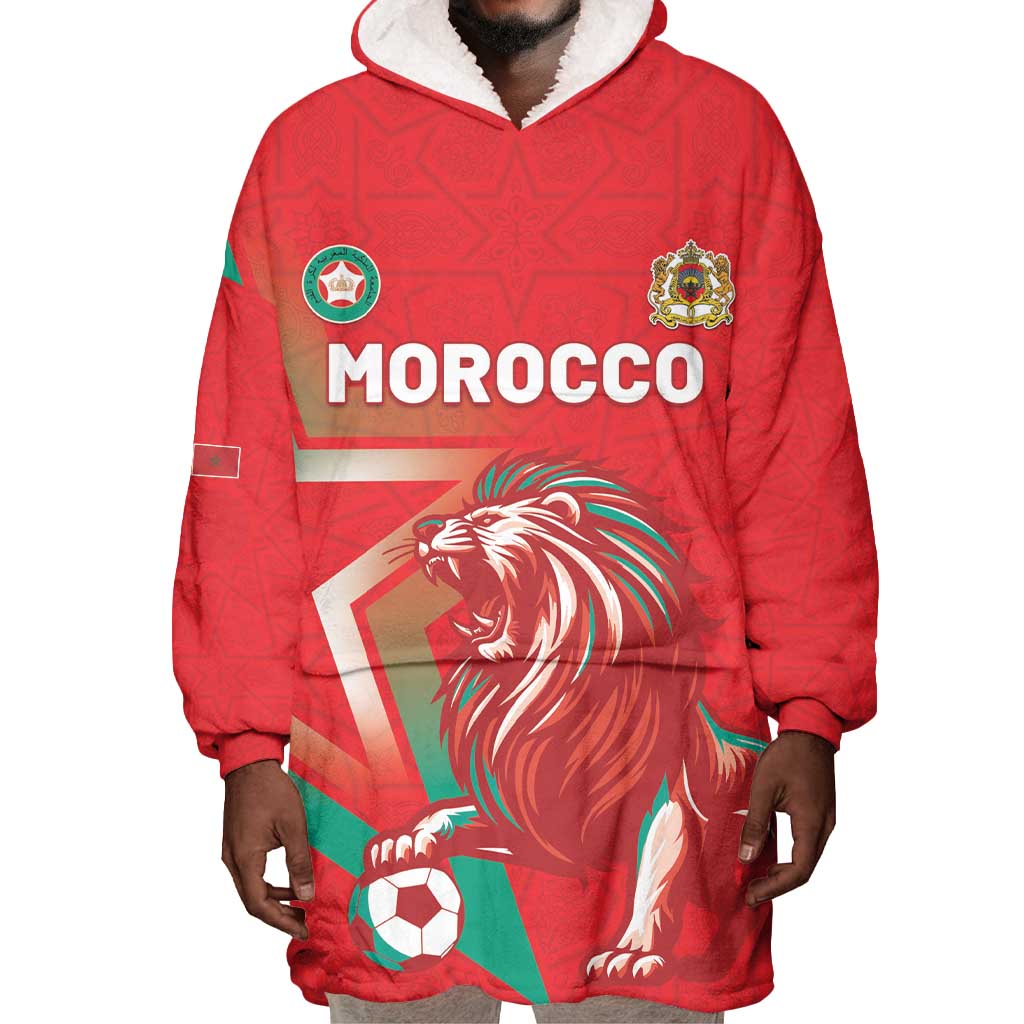 Custom Morocco WC Football 2026 Wearable Blanket Hoodie Go Champions Lion Spirit - African Pride