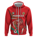 Custom Morocco WC Football 2026 Zip Hoodie Go Champions Lion Spirit - African Pride