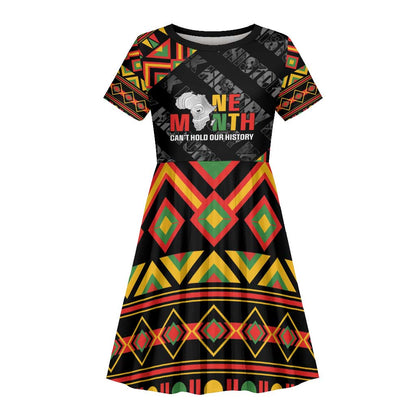 Black History Month Kid Short Sleeve Dress One Month Can't Hold Our History