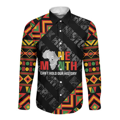 Black History Month Long Sleeve Button Shirt One Month Can't Hold Our History