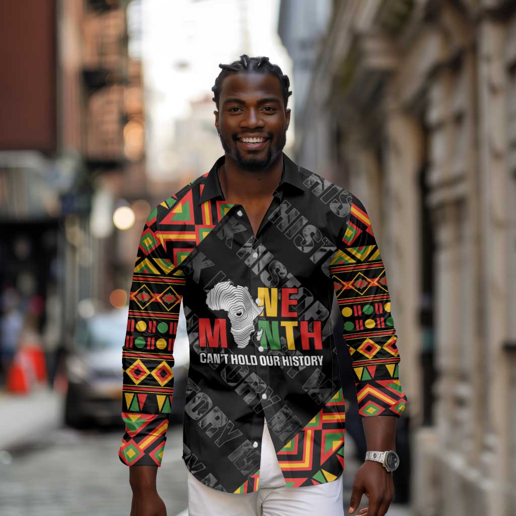 Black History Month Long Sleeve Button Shirt One Month Can't Hold Our History