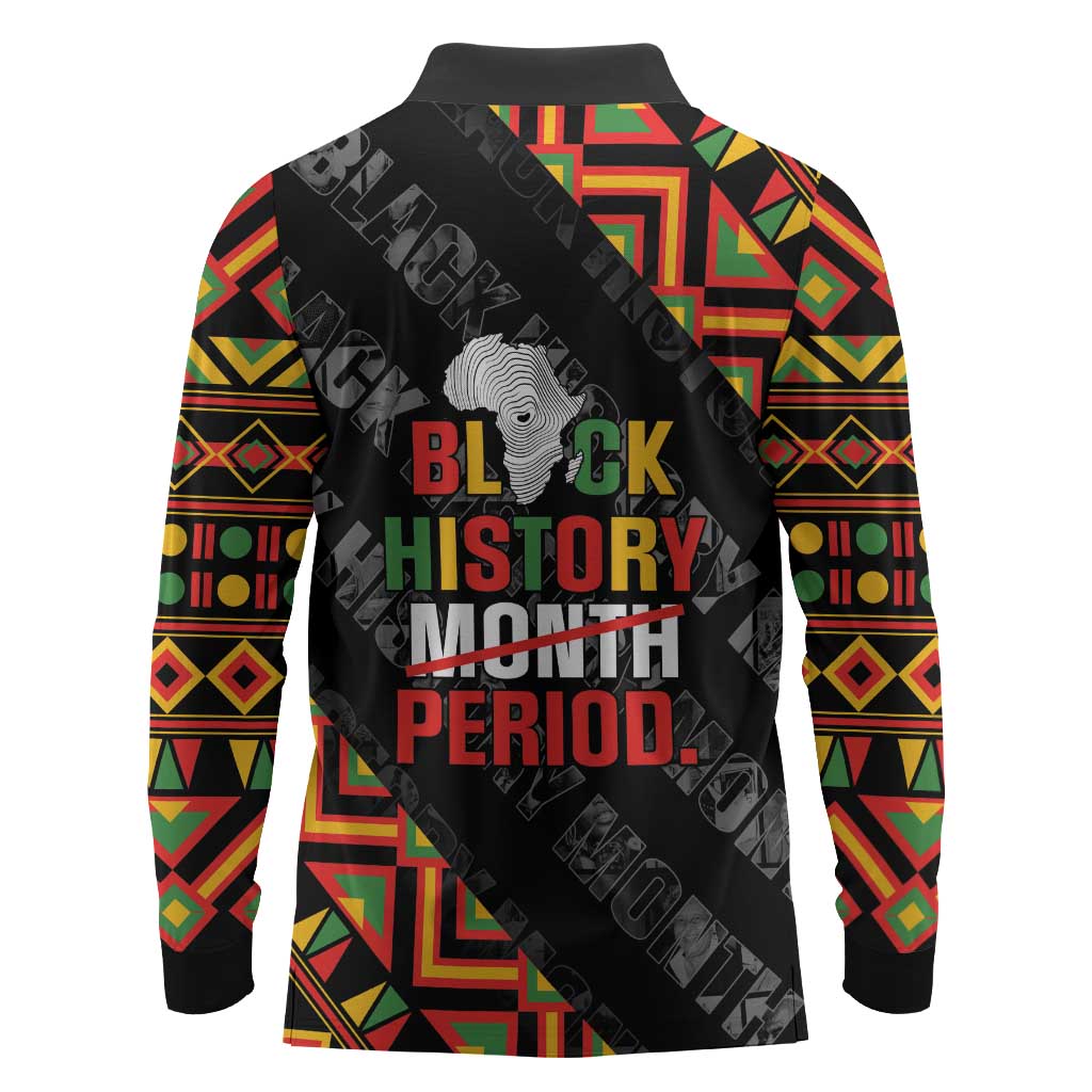 Black History Month Long Sleeve Polo Shirt One Month Can't Hold Our History