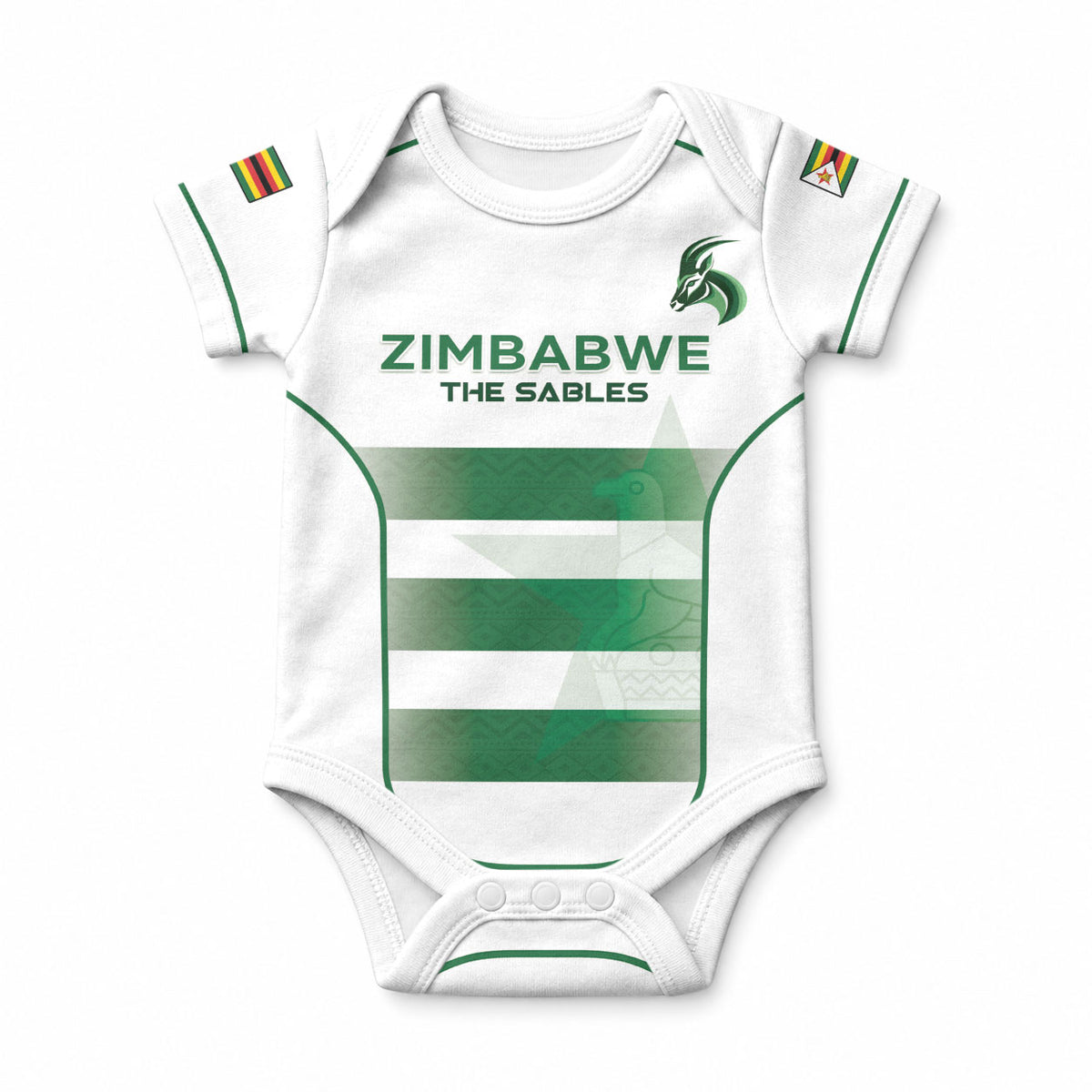 Custom Zimbabwe Sables Rugby Baby Onesie Sporty Style