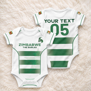 Custom Zimbabwe Sables Rugby Baby Onesie Sporty Style