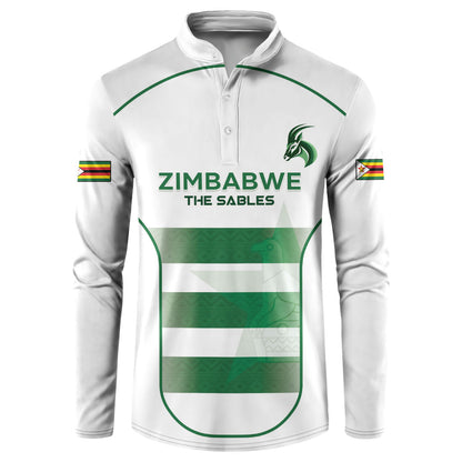 Custom Zimbabwe Sables Rugby Button Sweatshirt Sporty Style