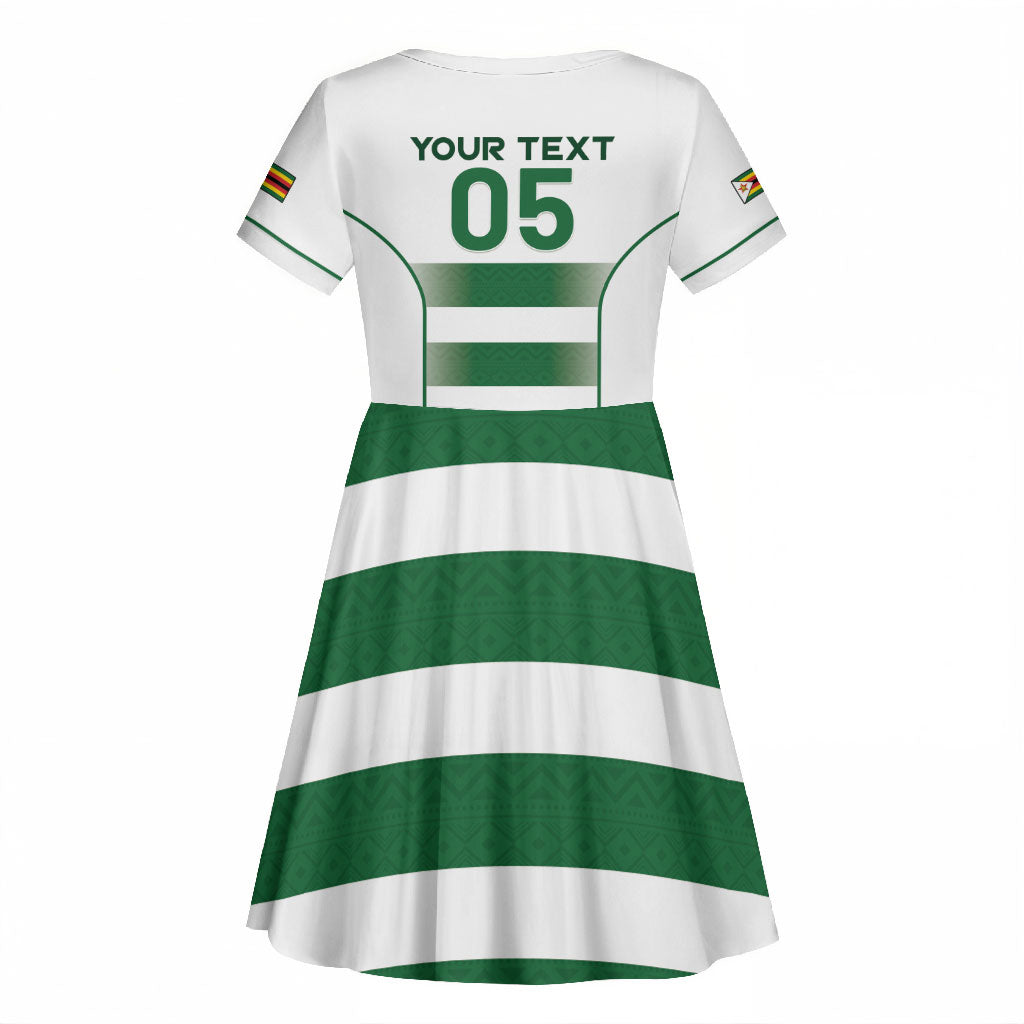 Custom Zimbabwe Sables Rugby Kid Short Sleeve Dress Sporty Style