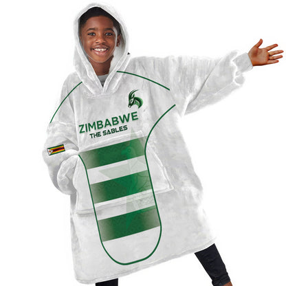 Custom Zimbabwe Sables Rugby Kid Wearable Blanket Hoodie Sporty Style