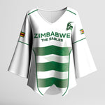 Custom Zimbabwe Sables Rugby Kimono Sleeve Blouse Sporty Style