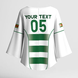 Custom Zimbabwe Sables Rugby Kimono Sleeve Blouse Sporty Style
