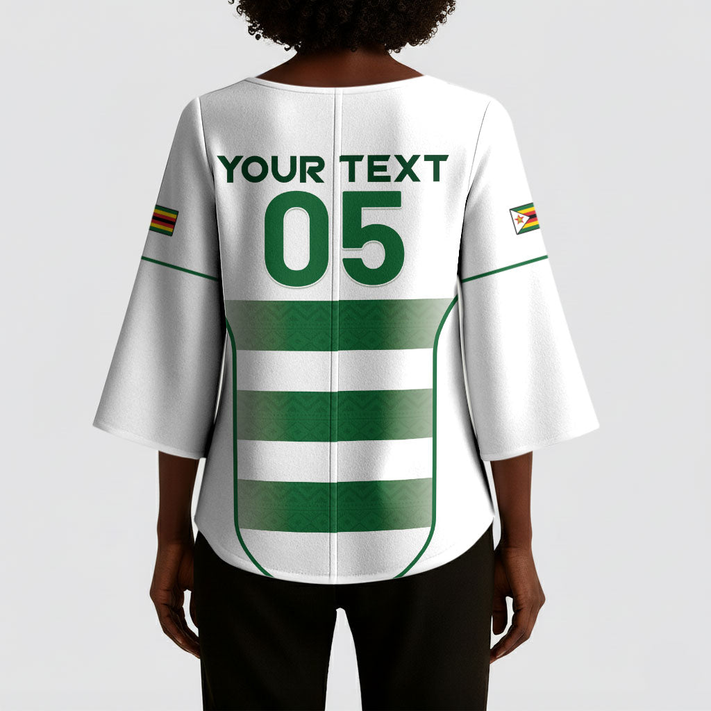 Custom Zimbabwe Sables Rugby Kimono Sleeve Blouse Sporty Style
