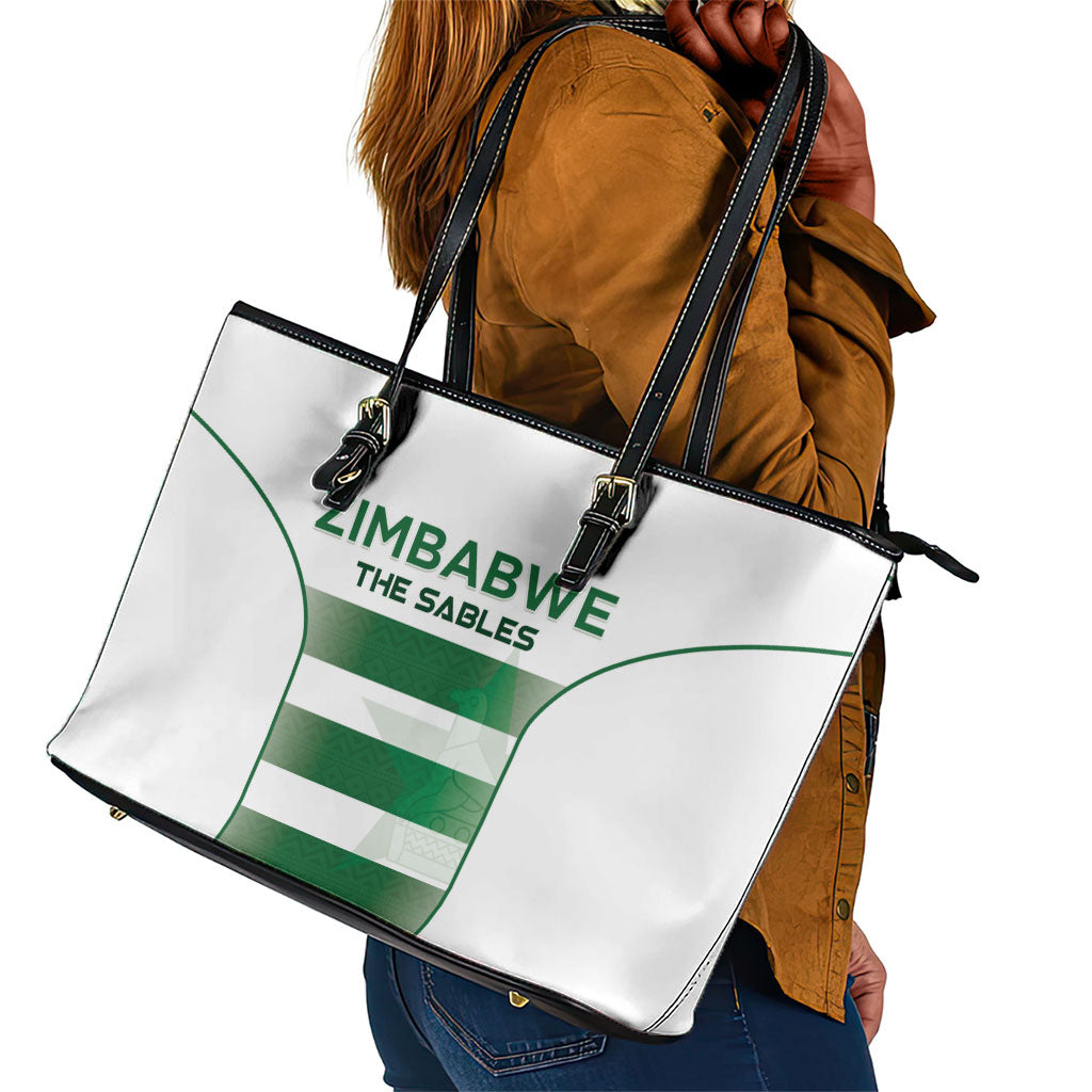 Zimbabwe Sables Rugby Leather Tote Bag Sporty Style